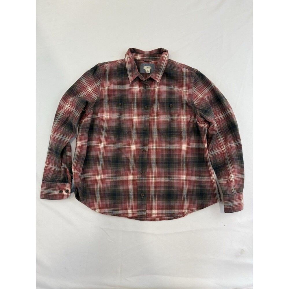 Womens LL Bean Heavy Cotton Button Up Large